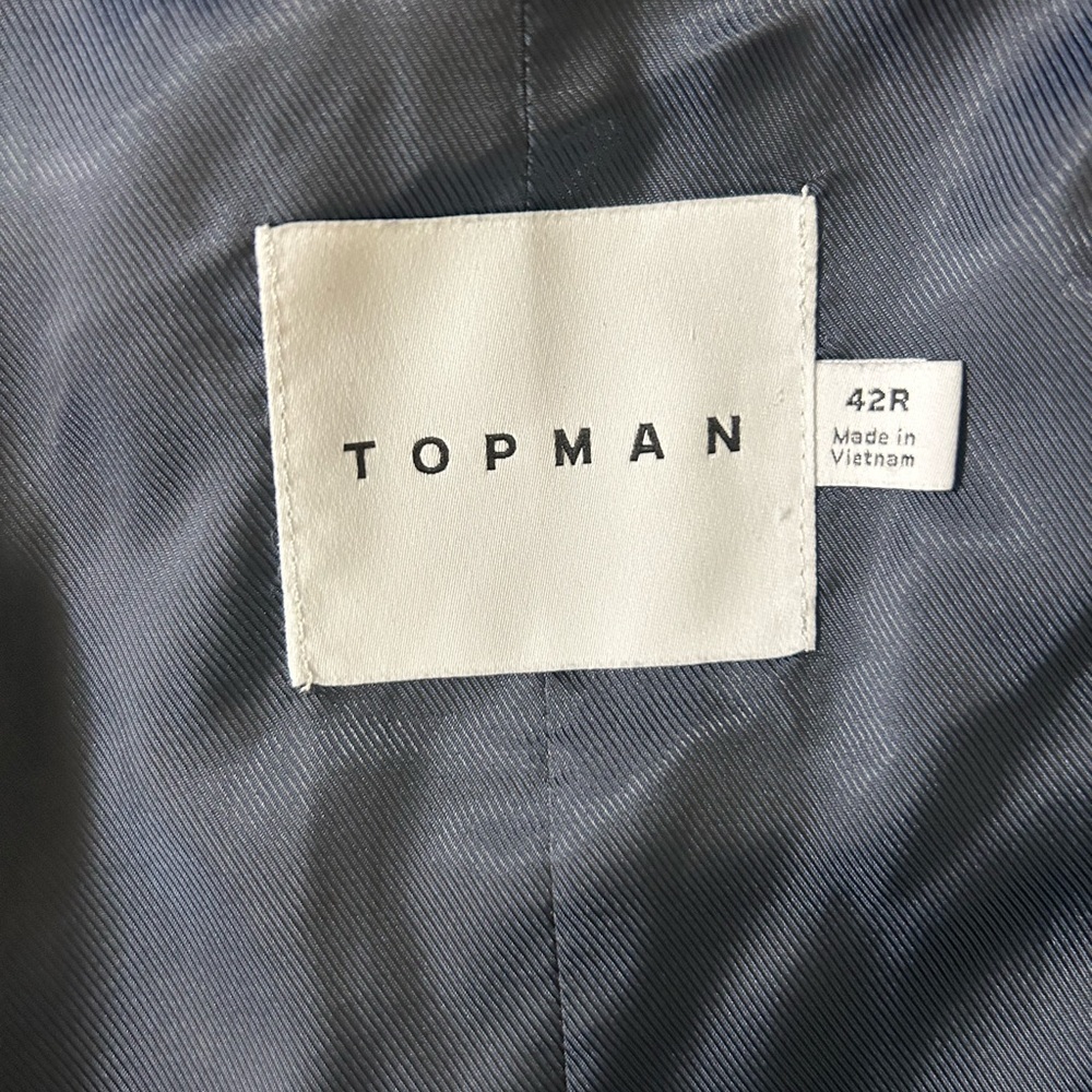 Topman Plaid Suit Vest in Navy and White - Picture 3 of 3